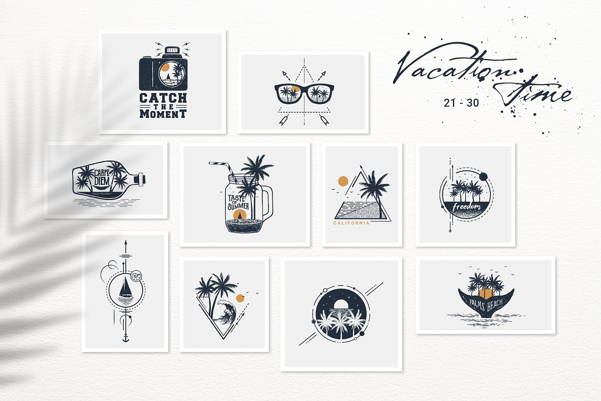 Vacation Time. 50 Logos & Badges, an Illustration by Cosmic Store (Photo 9 of 11)