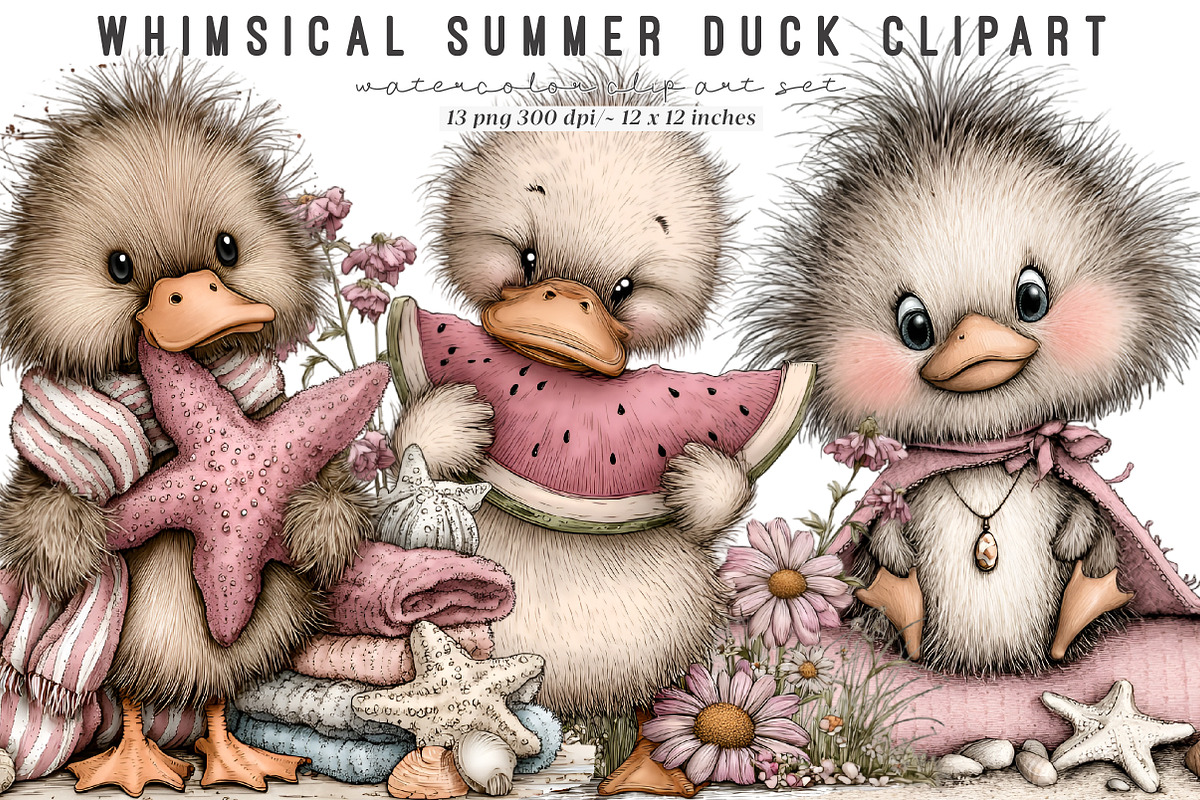 Summer duck clipart, an Illustration by SinaCreation (Photo 1 of 8)