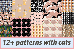 12+ patterns with cats