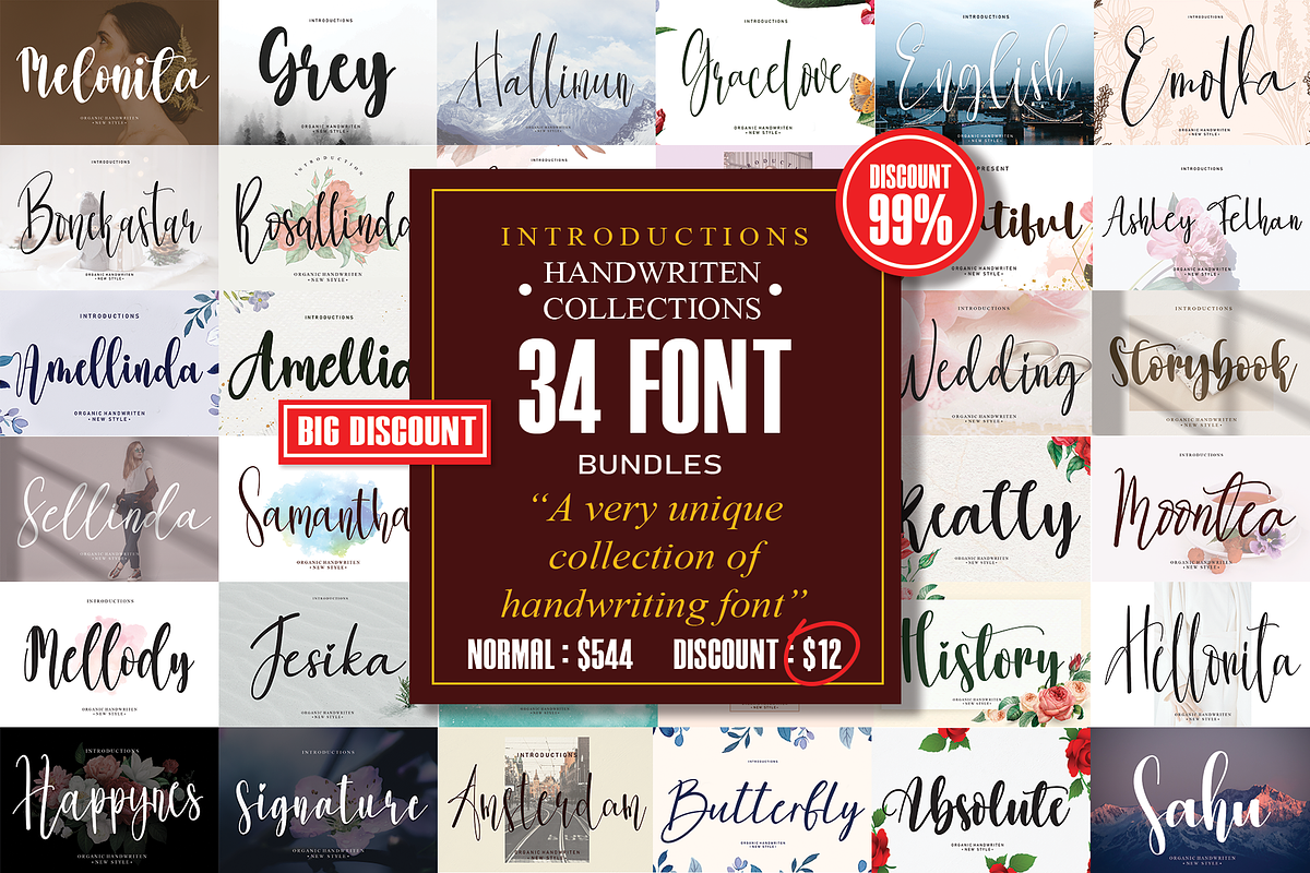 Bundles Script font Collections, a Script Font by Scratchones (Photo 1 of 35)