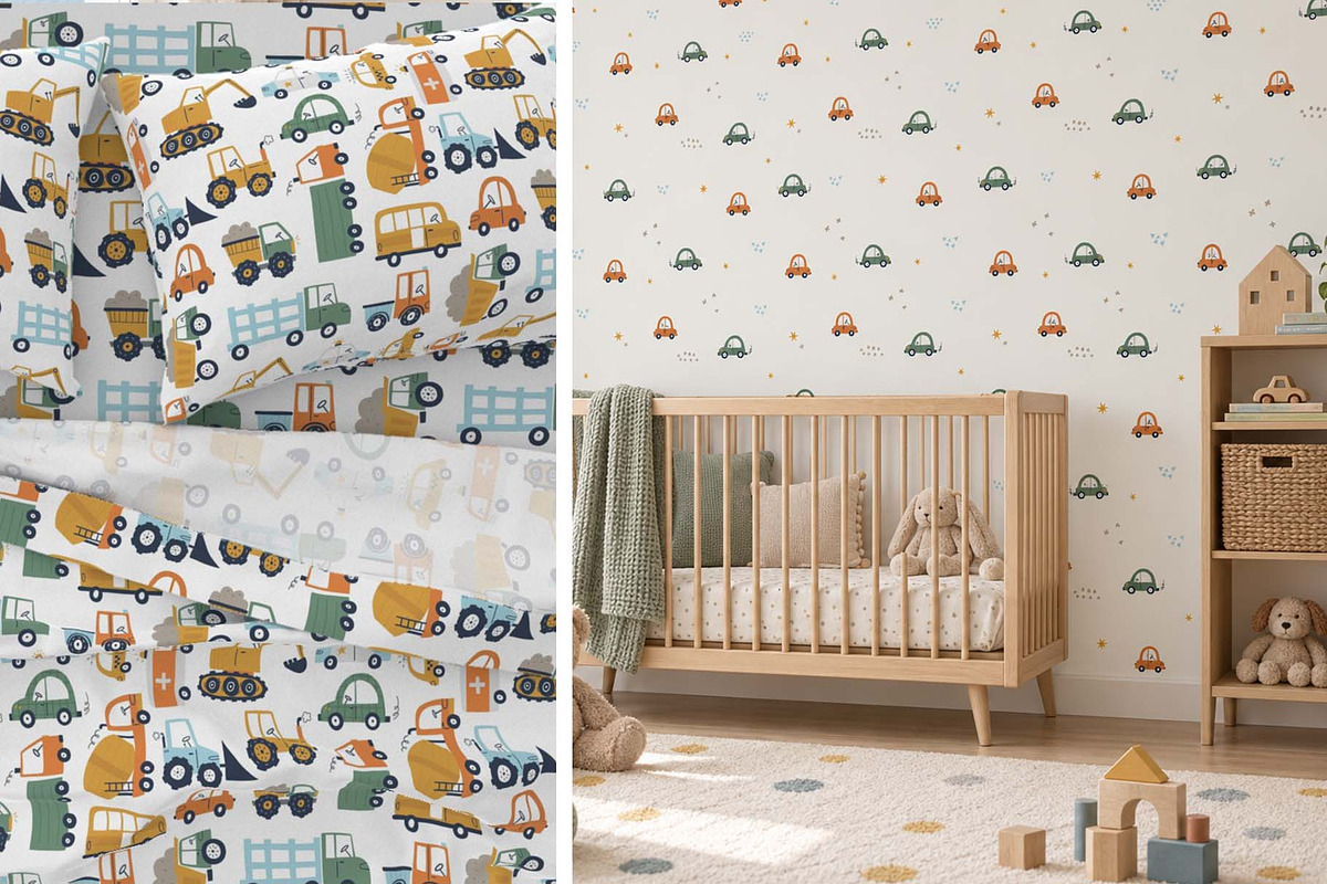 Cute Cars Kids Vector Patterns, a Pattern Graphic by Irina Ostapenko (Photo 3 of 5)