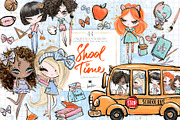 Back to School Bus Nerd Girls PNG, an Education Illustration by KaramfilaS (Thumbnail 1 of 5)