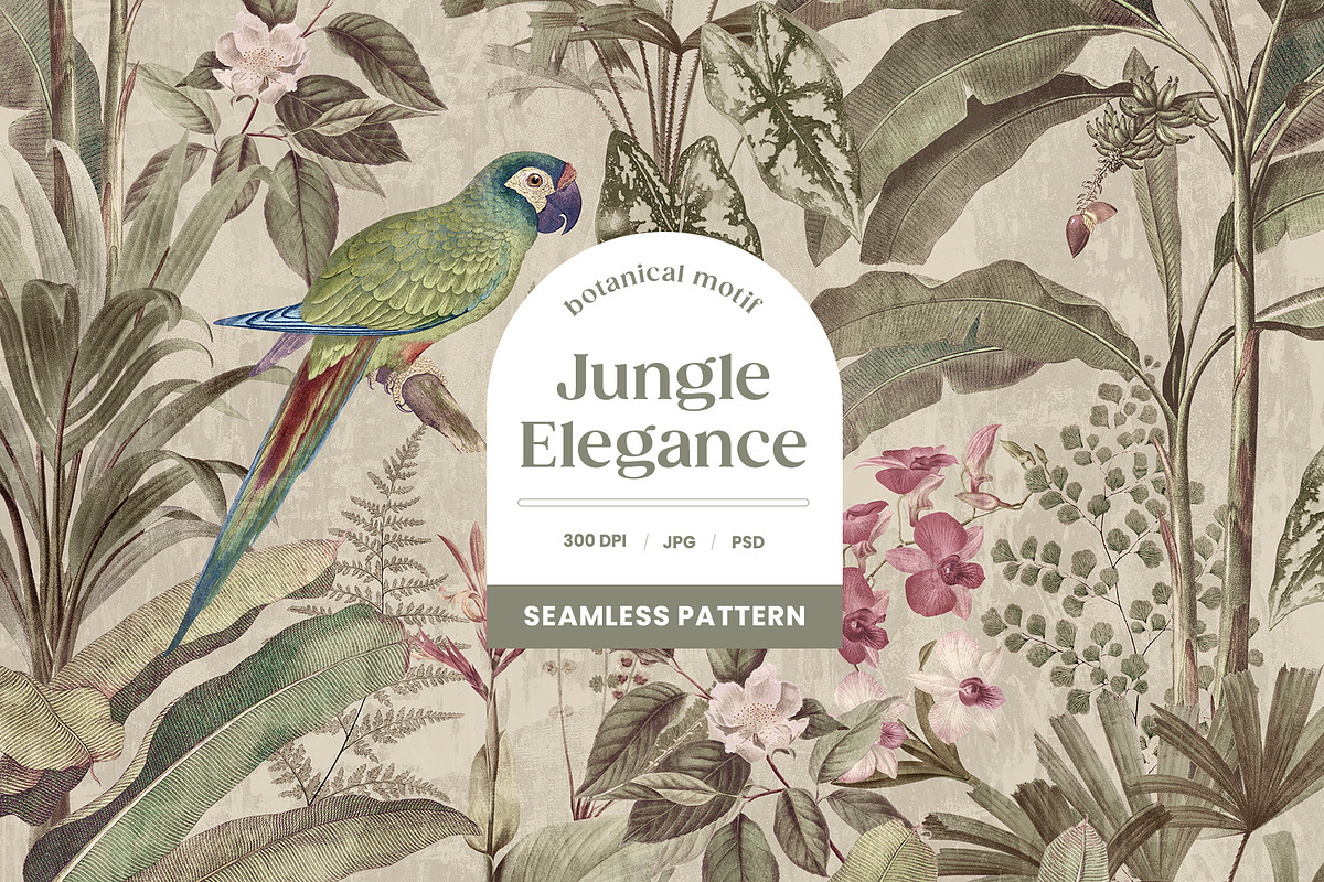 Vintage Tropical Jungle Pattern, a Pattern Graphic by Yello_illustration (Photo 1 of 14)