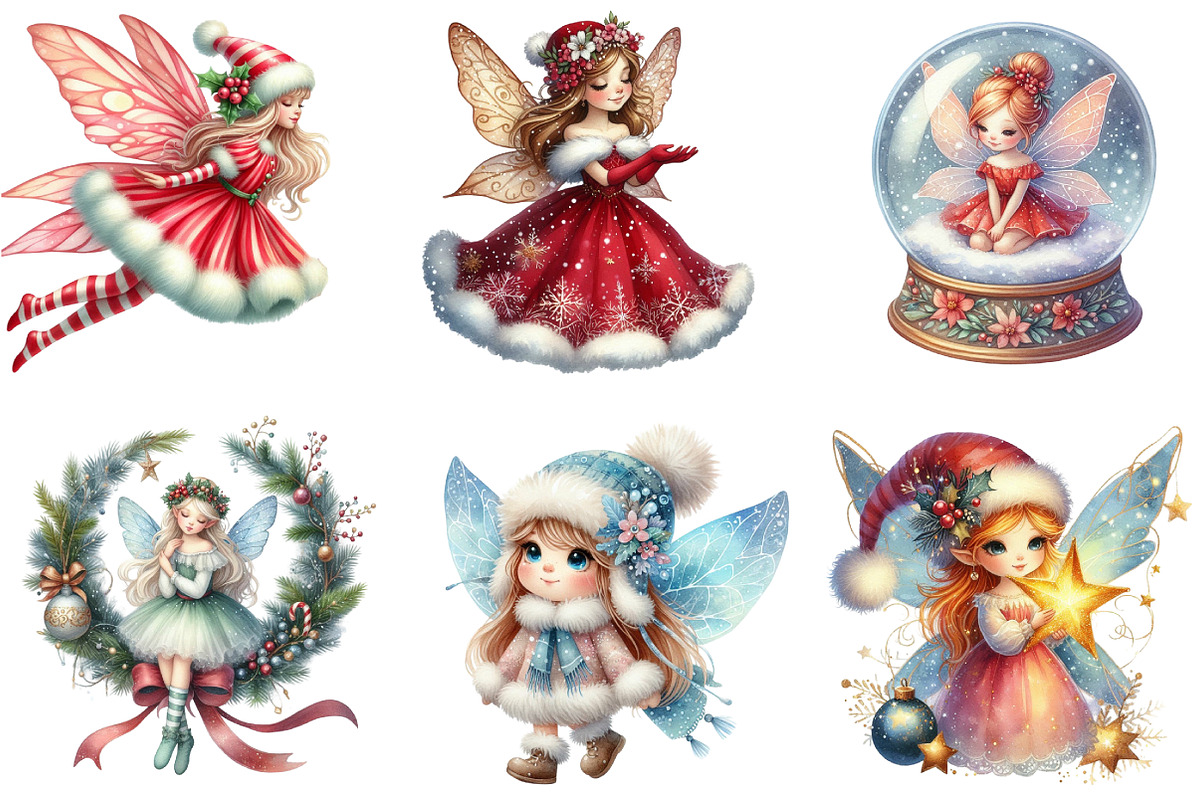 Christmas Fairy Clipart, an Illustration by DreamArtGraphic (Photo 4 of 5)