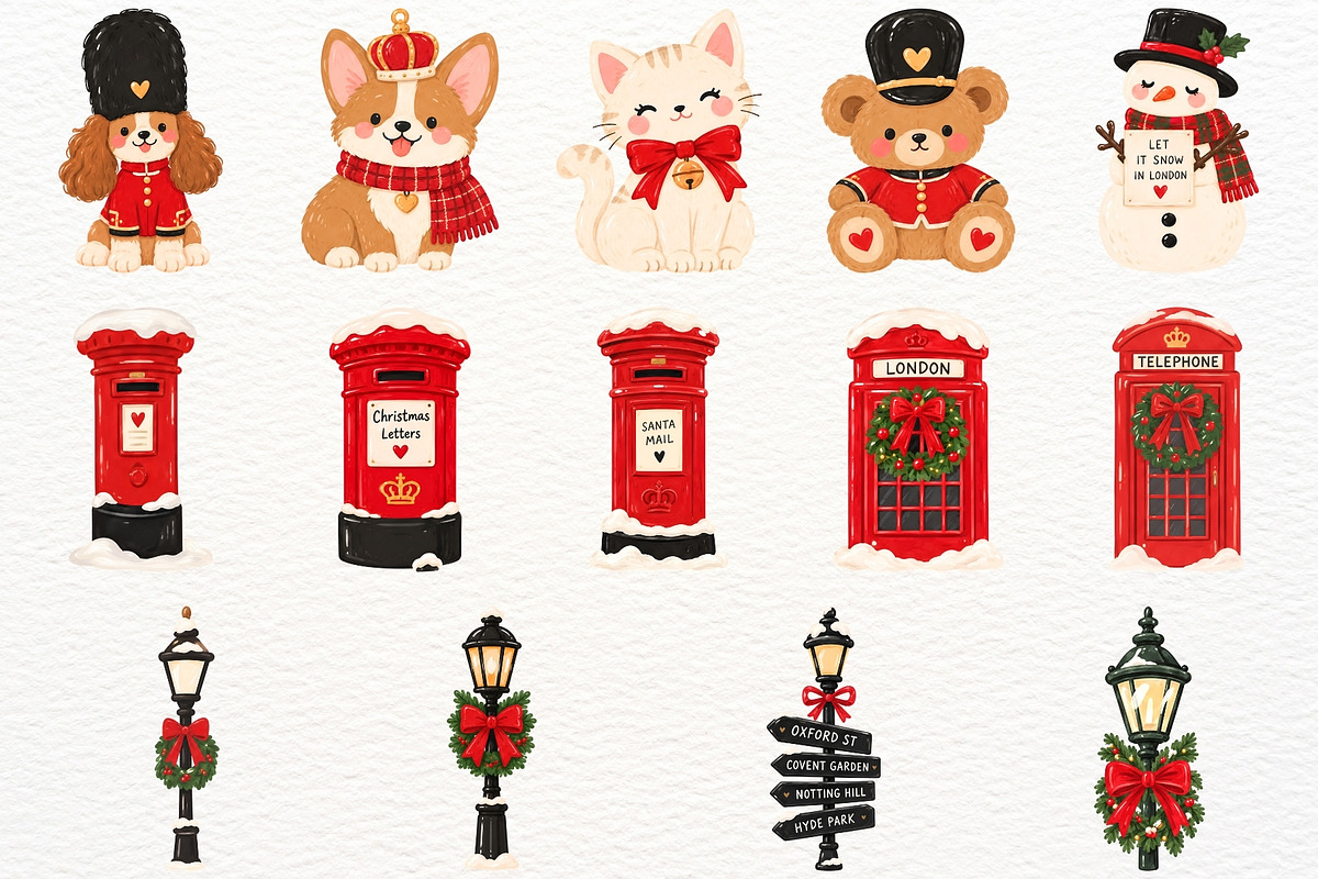 Christmas in London Clipart Holiday, a Seasonal Illustration by SugarCloudStudioArt (Photo 4 of 6)