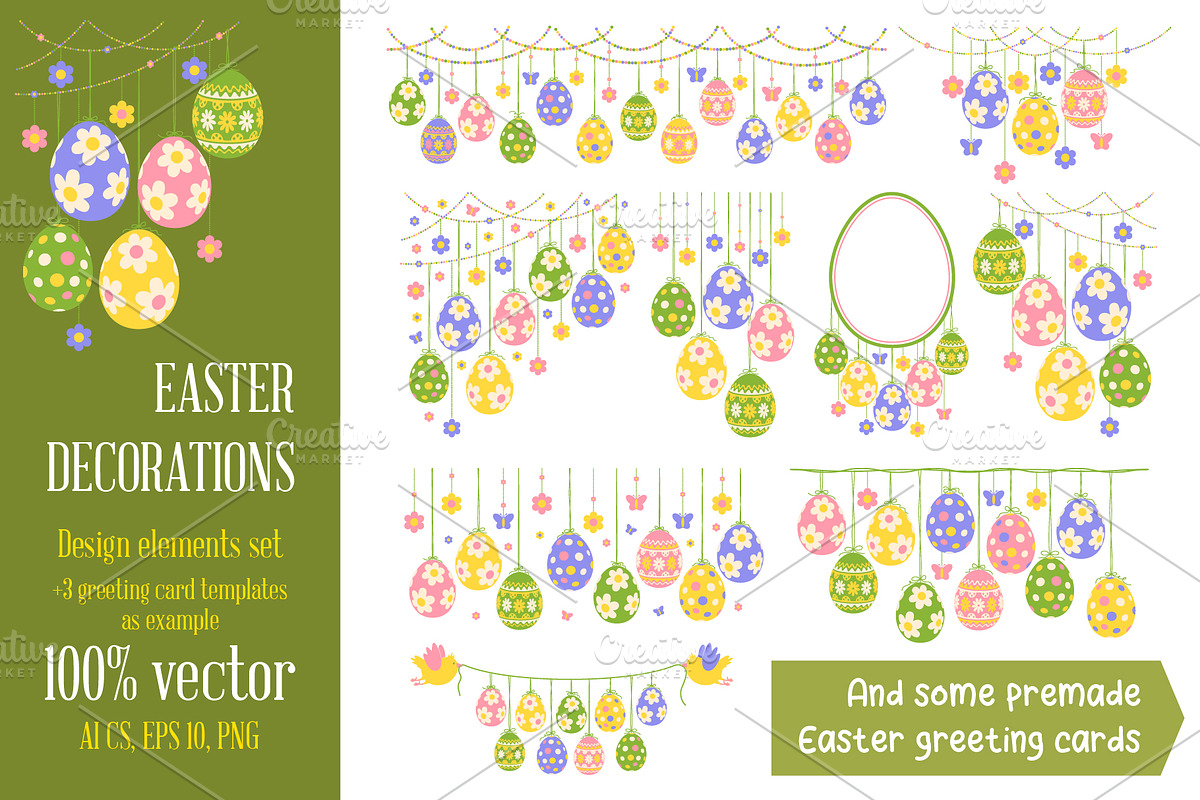 Easter Garland And Greeting Cards, an Illustration by Vector beauty (Photo 1 of 3)