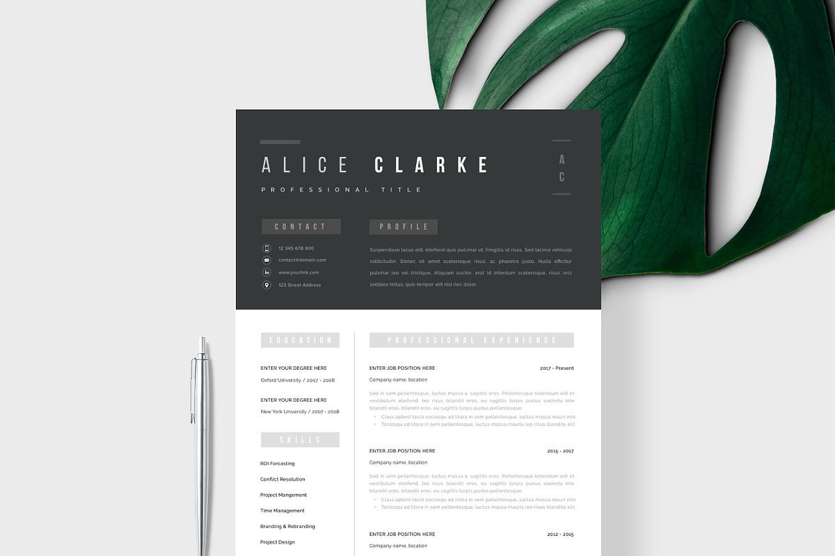 Resume Template 1, 2 page | Oslo, a Resume Template by Resume Angels (Photo 1 of 9)
