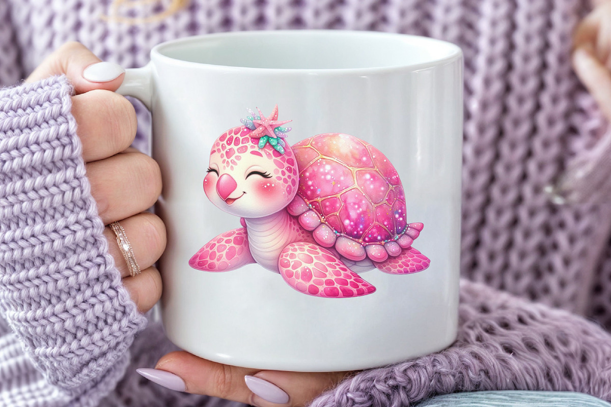 Watercolor Pink Sea Turtle Clipart, an Illustration by CraftArtStudio (Photo 5 of 6)