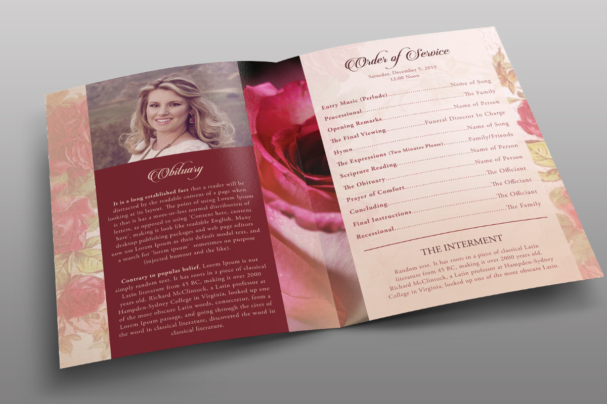 Vintage Rose Funeral Program, a Brochure Template by Royallove (Photo 3 of 5)