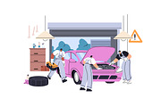 Repairmen repair cars, auto service, a Transportation Illustration by PaperTrident (Thumbnail 6 of 9)