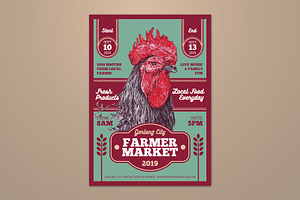 Rooster Art Farmers Market Flyer, a Flyer Template by ashenterprise
