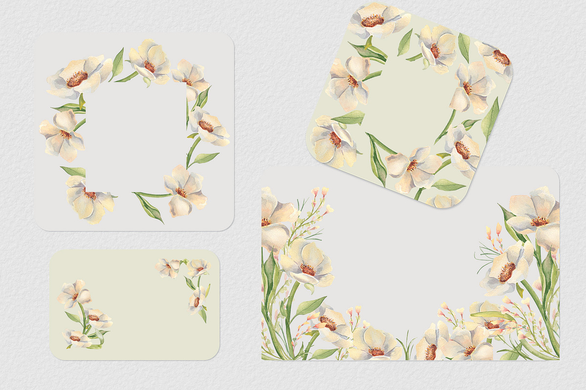 Birds and flowers watercolor clipart, a Decorative Illustration by Kate Lanbina (Photo 9 of 15)