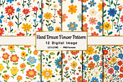 Hand Drawn Flower Seamless Pattern, an Illustration by OK Design (Thumbnail 1 of 4)