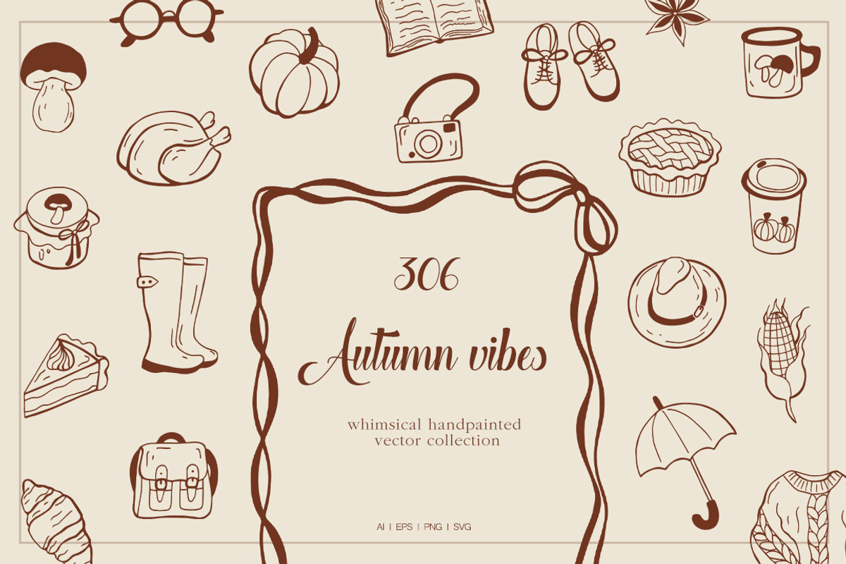 Whimsical Set Autumn Vibes, an Object Illustration by ViktoriyaD (Photo 1 of 22)