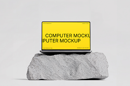 Computer Mockup on White Stone