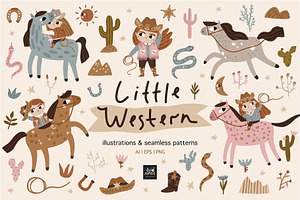 Little Western – clipart and pattern, an Animal Illustration by avdnadi