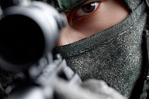 Close up of a masked soldier, a Person Photo by MistyDay