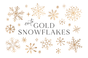 70% SALE - Gold Aesthetic Snowflakes