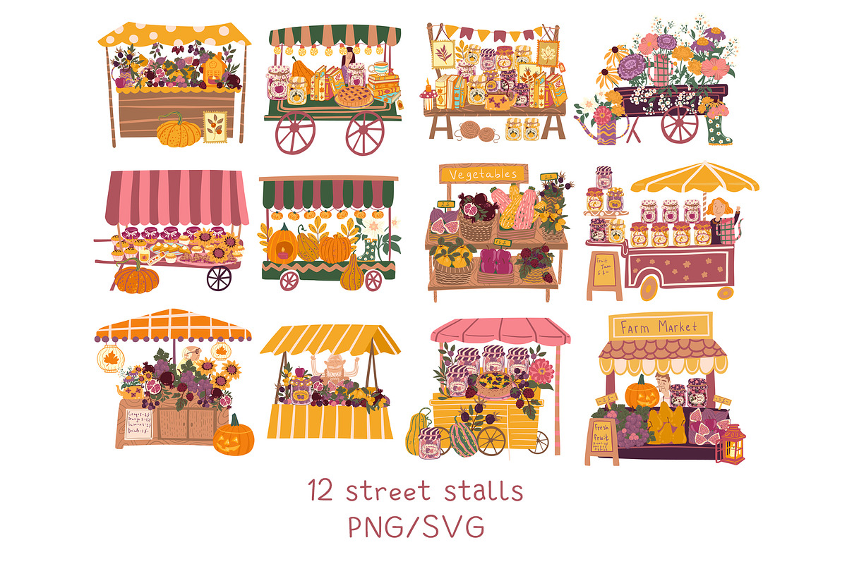 Autumn farm market Postcards Clipart, a Person Illustration by Carpet Tapete Pretzel (Photo 3 of 11)