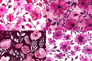 Magenta Watercolor Floral Patterns