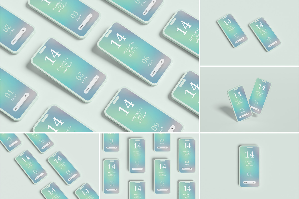Phone 14 Pro Clay Mockup, a Print Template by AKMAL STUDIO (Photo 1 of 8)