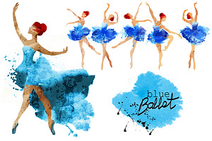Blue ballet.watercolor