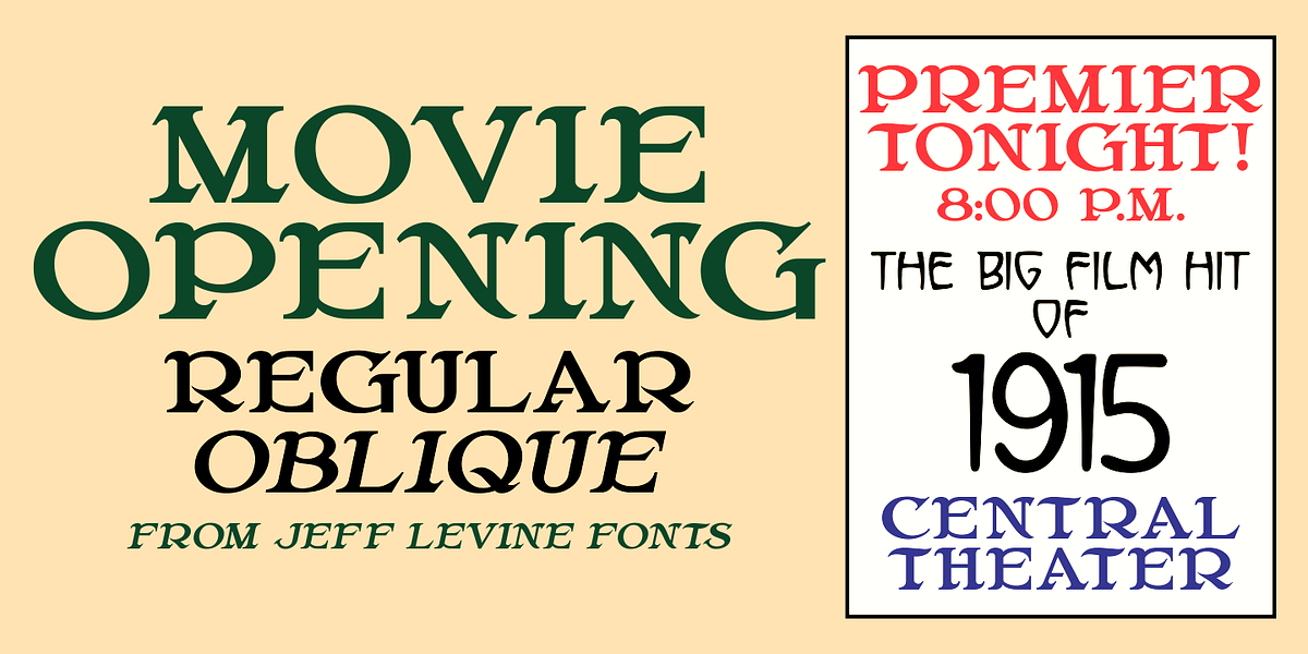 Movie Opening JNL, a Serif Font by Jeff Levine Fonts (Photo 1 of 5)