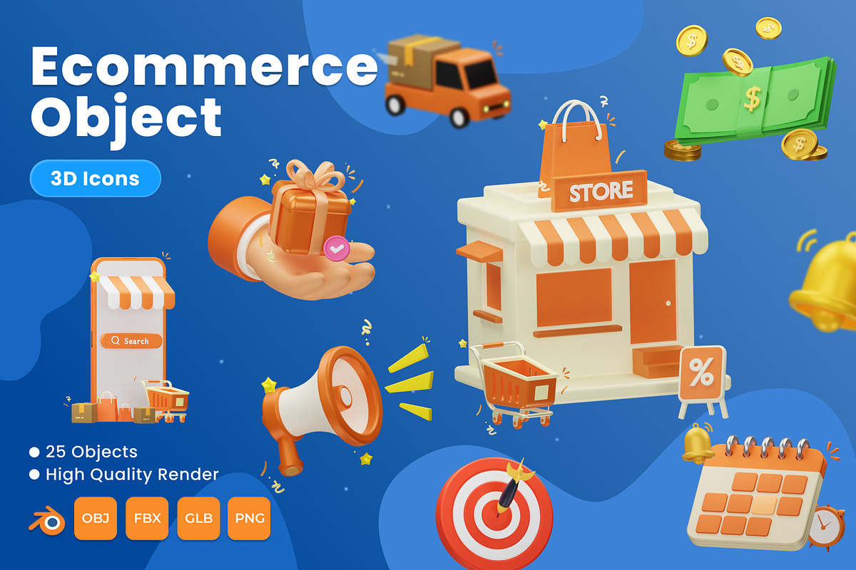 Ecommerce 3D Icons, an Object 3D Model by Azam Creative (Photo 1 of 6)