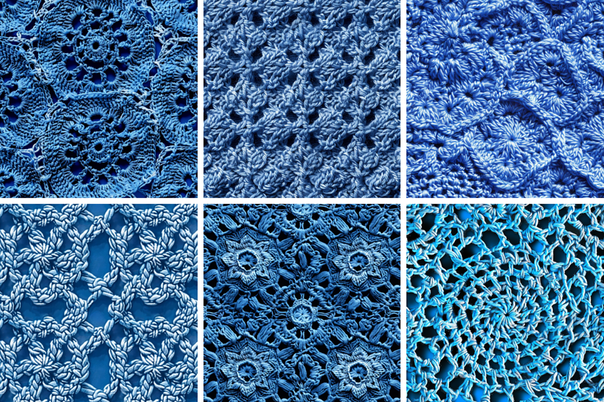 Blue Crochet Seamless Patterns, a Pattern Graphic by PrintablesByFranklyn (Photo 4 of 4)