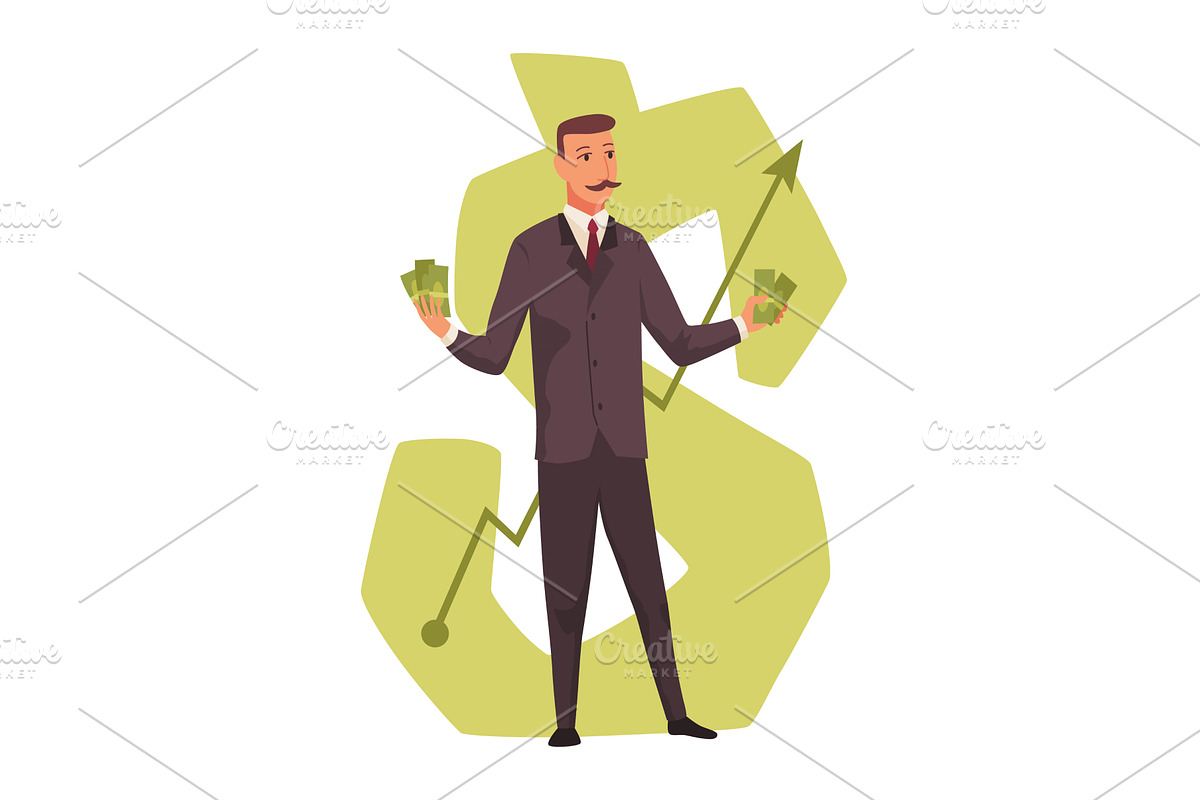 Rich man flat cartoon comic, an Object Illustration by Things for designers