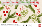 200 Happy Holiday Procreate Brushes, a Brush Add-On by CC CREATIVE CO (Thumbnail 7 of 16)