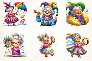 Mardi Gras Grandma Clipart Bundle, an Illustration by DreamCafeArt (Thumbnail 3 of 3)