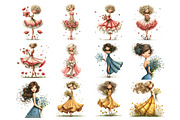 Flower Woman Watercolor Clipart, a Person Illustration by Nicolle's Colorful Art (Thumbnail 7 of 8)