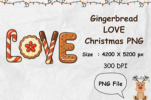 Gingerbread LOVE Christmas PNG