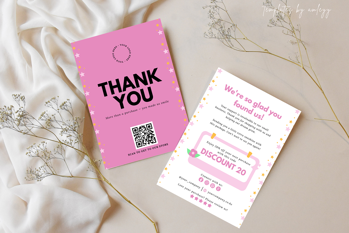 Cute Small Business Thank You Card, a Card Template by Elegant_Studio44 (Photo 2 of 4)