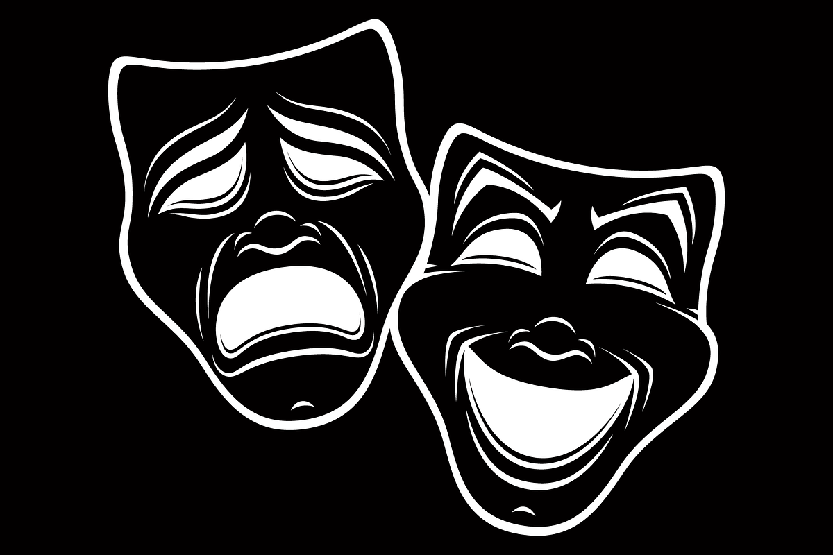 White Line Classic Theatrical Masks, an Illustration by Schwegel Illustration