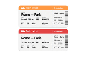 Set of the train boarding pass