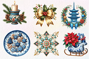 Christmas Chinoiserie Sublimation, an Illustration by CreationArt (Thumbnail 2 of 5)