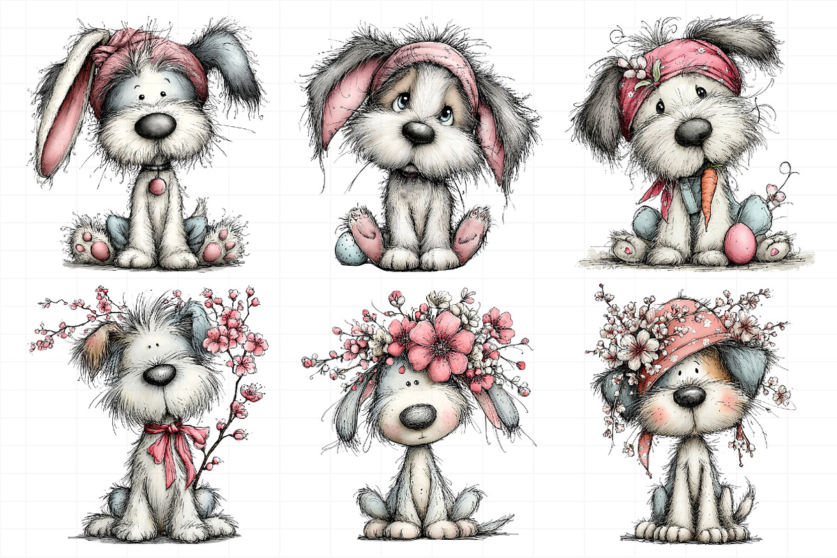 Whimsical Easter Dogs Clipart, an Illustration by Daily.Designs (Photo 5 of 8)
