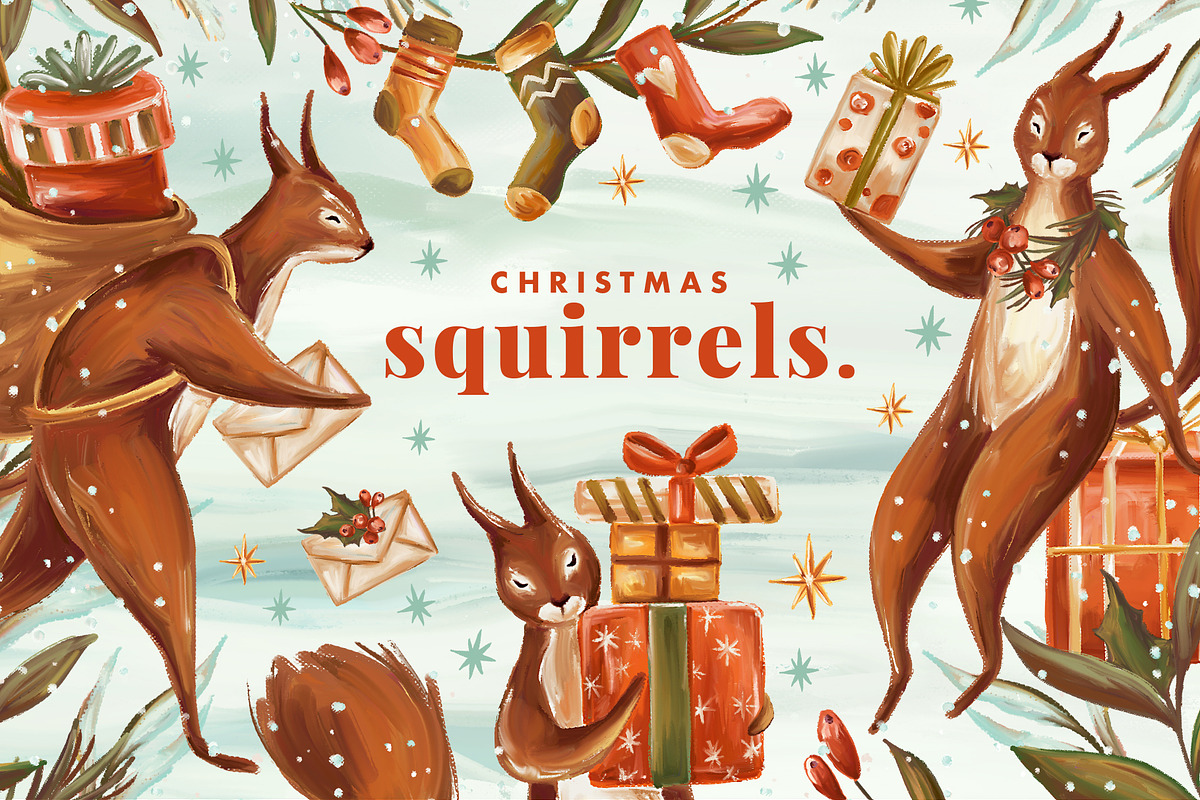 Christmas Squirrels & Winter Scenes, an Animal Illustration by Yeticrab (Photo 1 of 12)