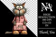 Whimsical Valentine Cats Clipart Set, an Animal Illustration by RobertsArt (Thumbnail 2 of 6)