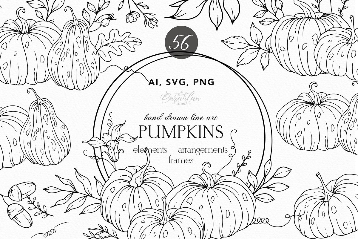 Hand Drawn Pumpkin SVG arrangements, an Object Graphic by CaraulanStore (Photo 1 of 8)