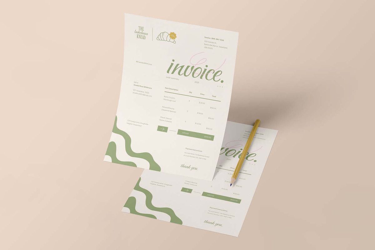 The Bakehaus Bread Bill - Invoice, a Stationery Template by VUNIRA (Photo 2 of 3)