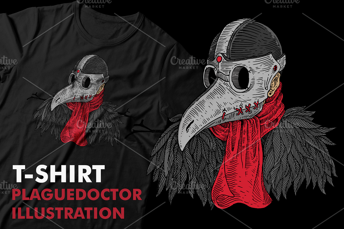 t-shirt plague doctor illustration, an Illustration by GORAA