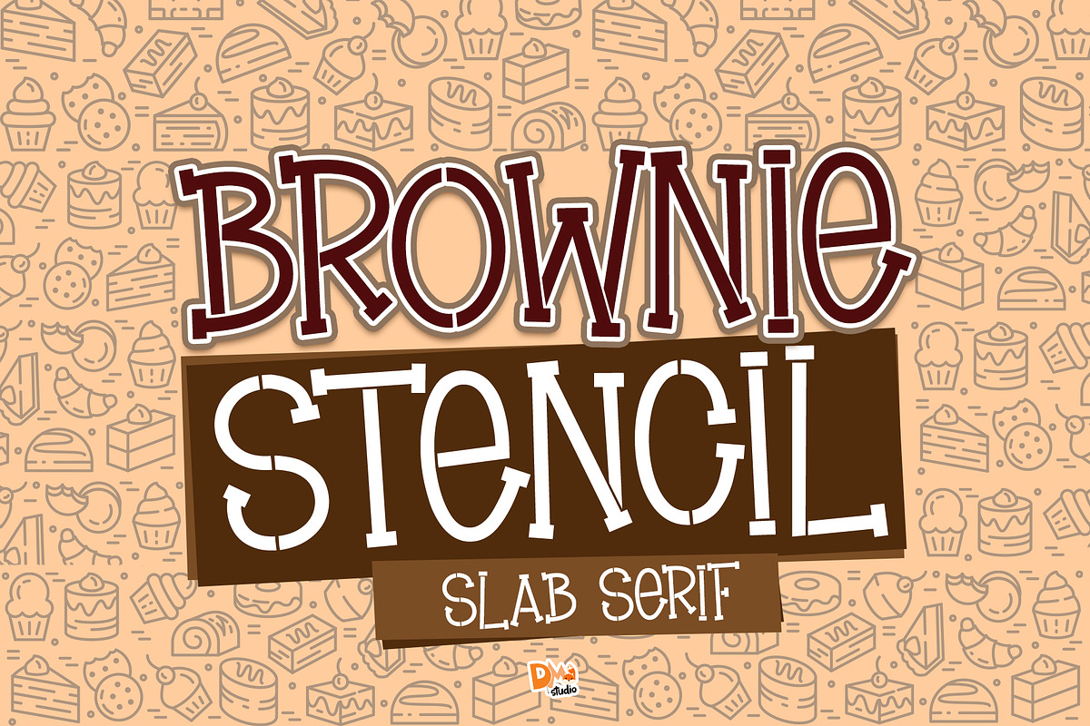 Brownie Stencil - Slab Serif Stencil, a Slab Serif Font by Dm Studio (Photo 1 of 5)