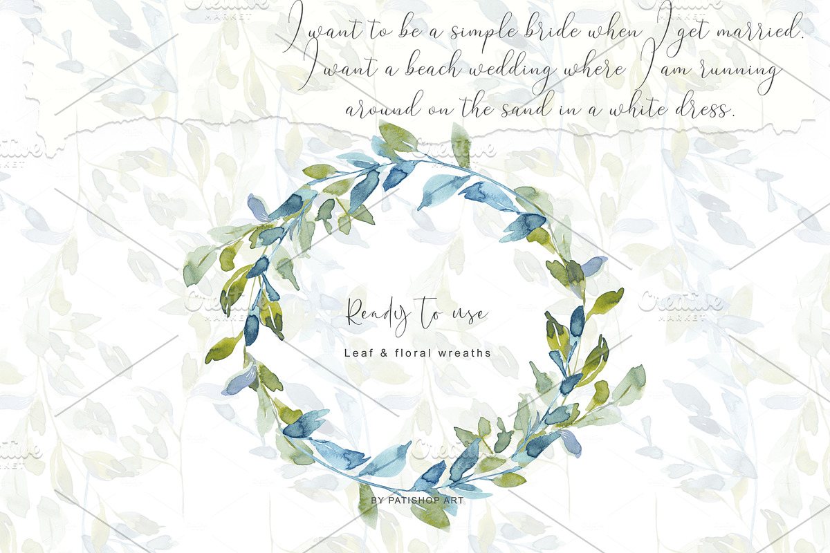 watercolor hand painted blue florals, an Illustration by Patishop Art (Photo 8 of 9)