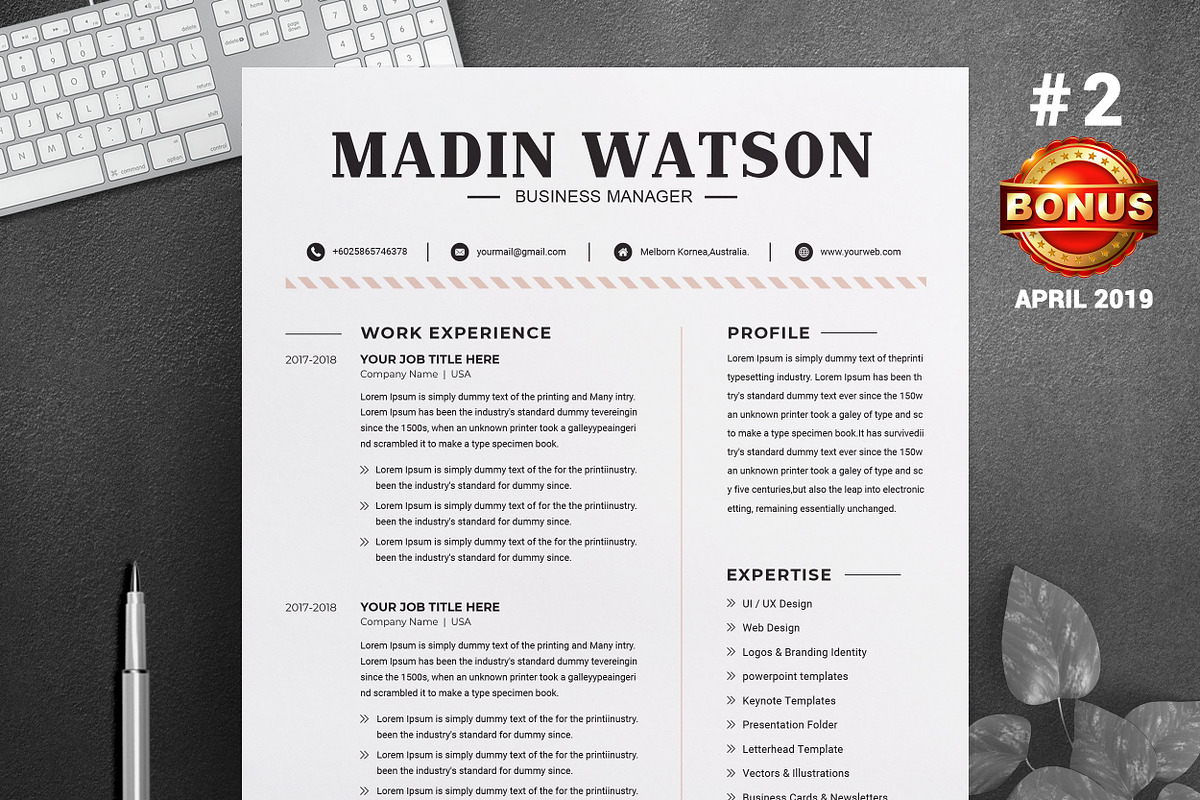 Resume/CV Bundle | 200+ for $29, a Resume Template by ResumeInventor (Photo 48 of 207)
