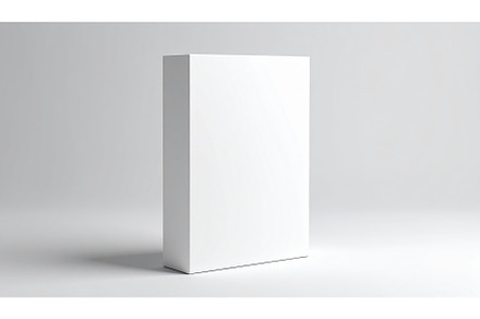 Minimalist blank white box standing