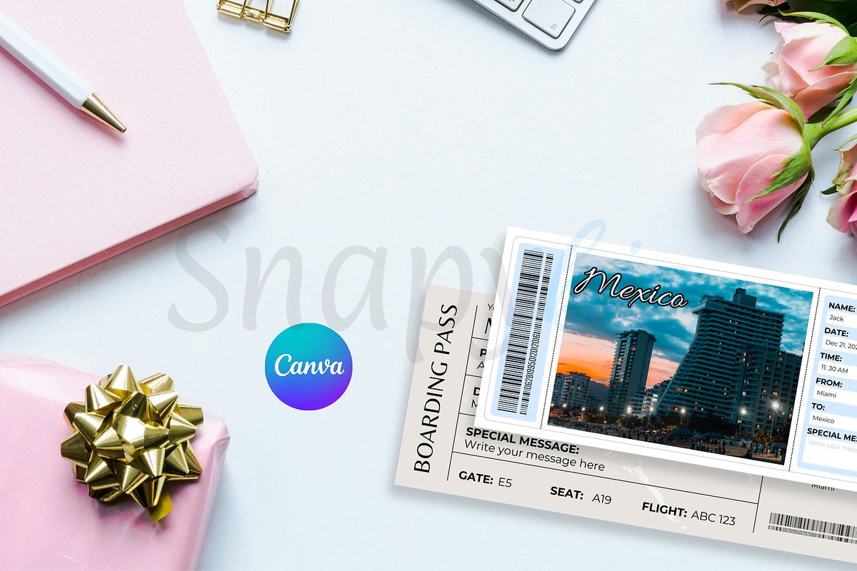 Mexico Canva Boarding Pass Template, a Card Template by Snapybiz (Photo 6 of 8)