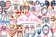 Coquette 4th of July Clipart, an Illustration by Watercolor design (Thumbnail 1 of 5)